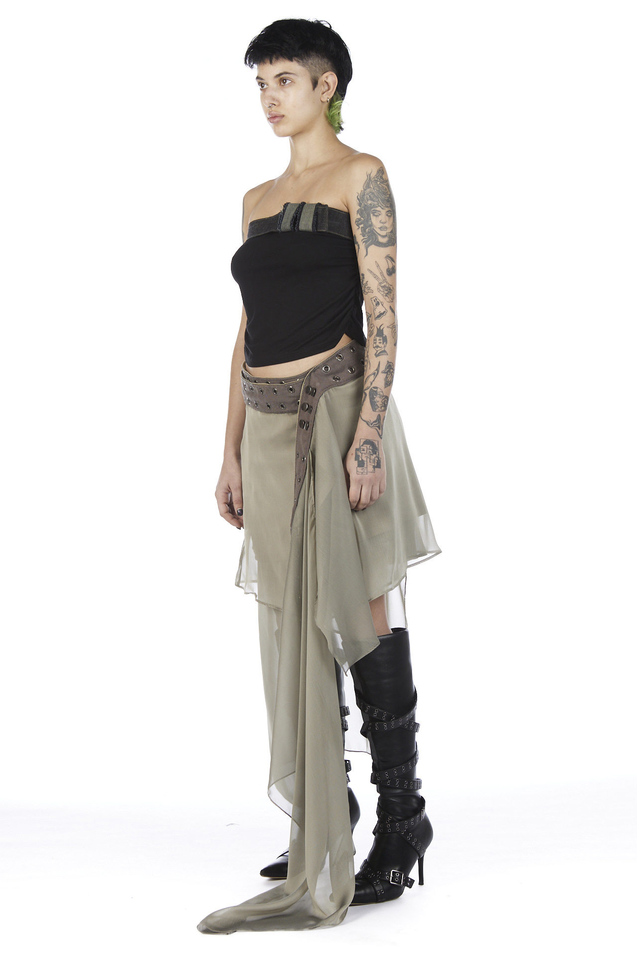 Khaki Asymmetrical Skirt