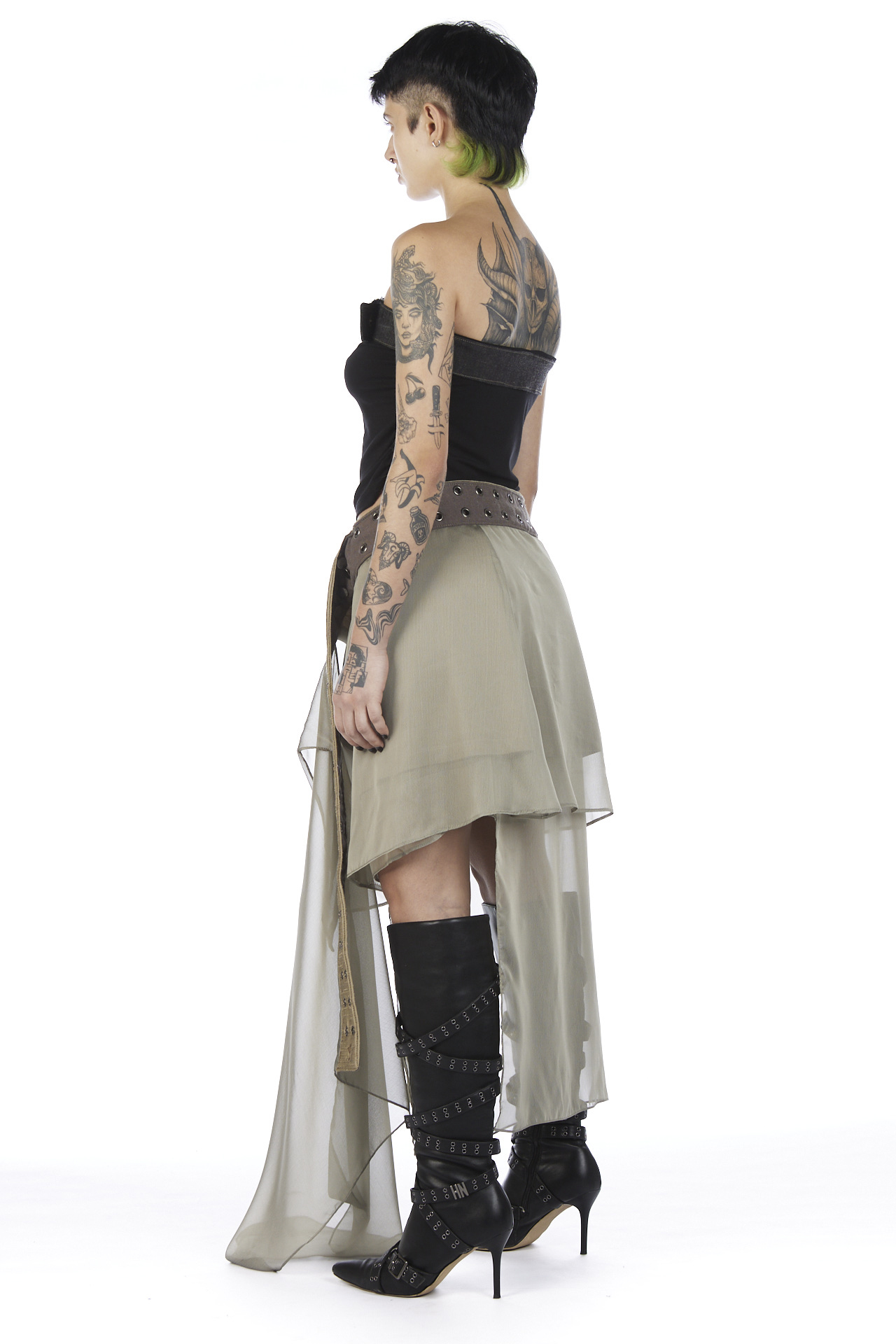 Khaki Asymmetrical Skirt - Image 2