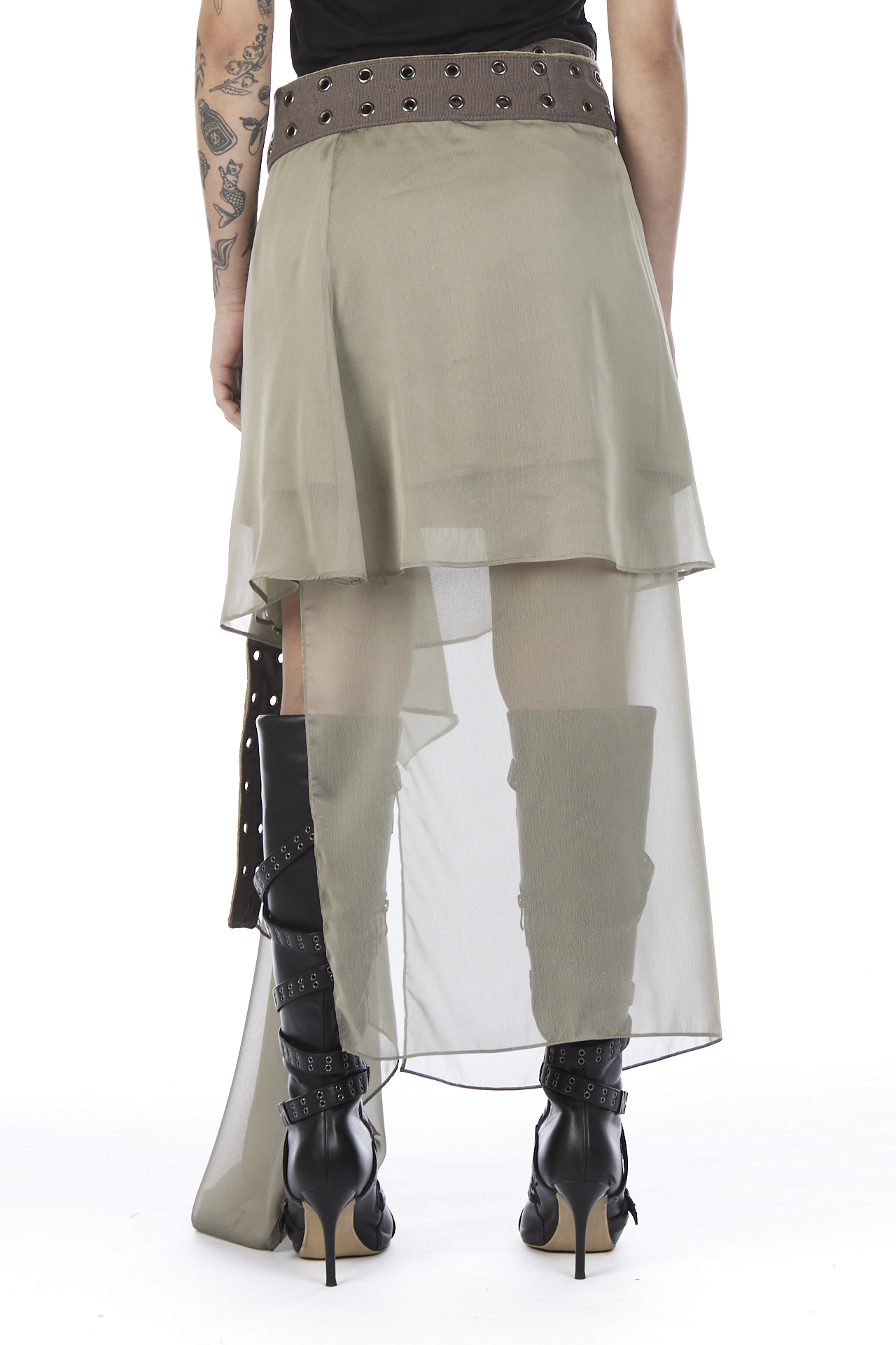 Khaki Asymmetrical Skirt - Image 5