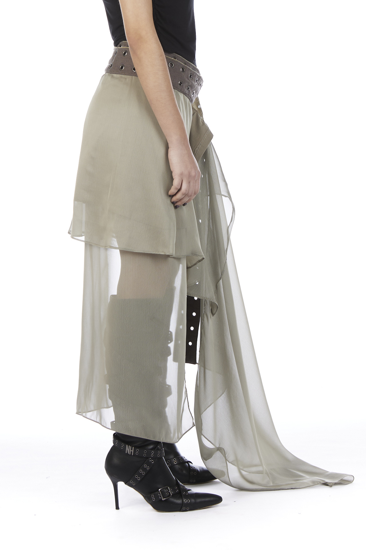 Khaki Asymmetrical Skirt - Image 4